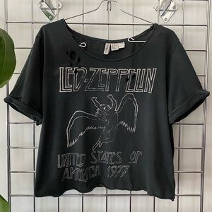Distressed Led Zeppelin cropped tee